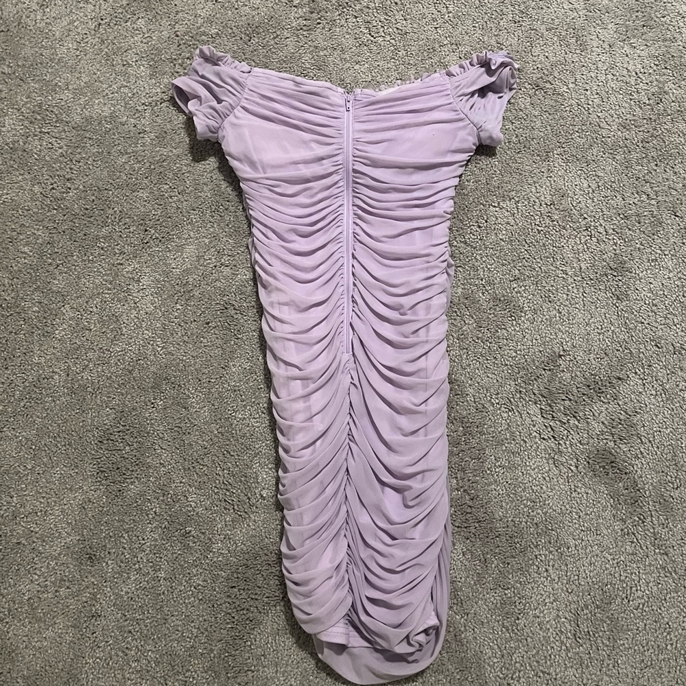 windsor off-shoulder mini dress lilac purple - Picture 2 of 3